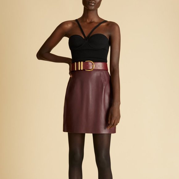 Khaite Eiko leather Mini Skirt in bordeaux Red size 2